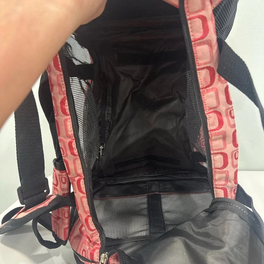 Pink Patterned Sided Pet Carrier with Mesh Venting